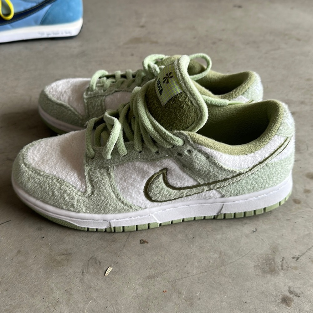 Unique Nike Dunks fuzzy green women’s size 8 worn 1x